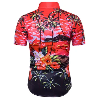 2018 Lete Noví ľudia, Hawaii 3D Palma Tlač Tričko Krátky Rukáv Fashion bežné Kvet Tričko Camisa Piesočnatej Pláži tričko mužov
