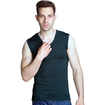 2018 lete pánske tričká bez Rukávov tenké bambusové vlákno soft high-kvalitné tvaru široký ramenný mužov top streetwear BEŽNÉ TRIČKO