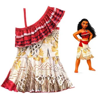 2018 Letné kúpanie Deti Princess Party Šaty Moana Oblečenie Dievčatá Šaty Sada s Náhrdelník dieťa Vaiana moana Cosplay Oblečenie