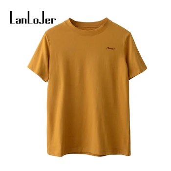 2018 letných orange orange, T-shirt žena-krátke rukávy voľné tenké bavlnené spodné prádlo tričko biele malé žlté tričko Z133