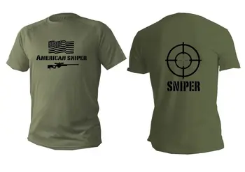 2018 Móde Hot predaj tričko pánske, krátky rukáv, zelená olivový usa sniper armády vojenské americký Tee tričko
