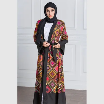 2018 Módne Ženy Moslimské Oblečenie Hit Farba Plus Veľkosť 5XL Musulmane turecký Abaya Dubaj Cardigan Rúcha Arabských Kaftan Šaty