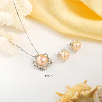 2018 módy veľký kvet 925 sterling silver šperky sady prívesok & náhrdelník s s925 reťazca pre ženy pearl šperky set na predaj