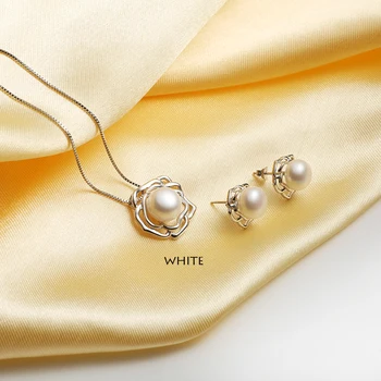 2018 módy veľký kvet 925 sterling silver šperky sady prívesok & náhrdelník s s925 reťazca pre ženy pearl šperky set na predaj