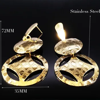 2018 Nehrdzavejúcej Ocele Zlatá Farba Earings Módne Šperky Ženy Viacvrstvových Dlhé Okrúhle Náušnice Šperky boucles d'oreilles E612286