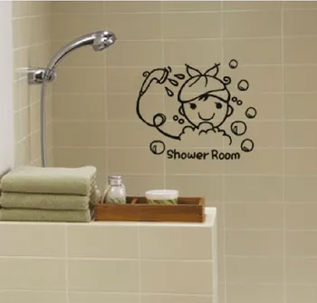 2018 NOVÁ Kúpeľňa samolepky na stenu cartoon nálepky plastovým odnímateľným wc nálepky kefkou zuby so sprchou nálepky