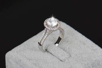 2018 nové fasion šperky reálne 925 sterling silver ring Zlatá Farba Klasické zapojenie snubné prstene AAAAA Kubický zirkón pre ženy