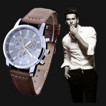 2018 Nové Kožené hodinky muži male hot predaj módnych quartz hodinky obchodné hodiny teenager bežné kolo dial náramkové hodinky relojes