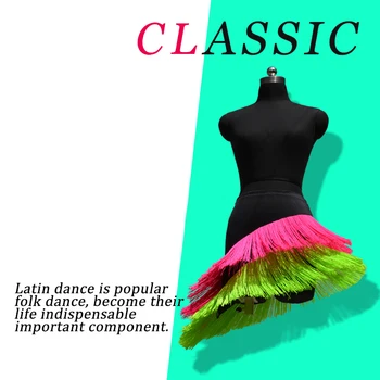 2018 Nové Latin Dance Sukne Ženy Spandex Strapec latinskej Súťaže Oblečenie Pre Tanečné latinskej Cha cha/Rumba, Tanec Okraj Sukne