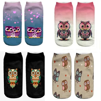 2018 Nové Meias Leto, Jeseň Harajuku Sova Ponožky 3D Tlač Zvierat Žien Low Cut Členok Ponožky Cat Vytlačené Ponožky
