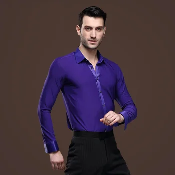 2018 Nové Mužov Ballroom Dance Topy muž fialová latinskej Tričko moderné Tanečné oblečenie Cha Cha/Rumba/Samba/španielsky Tanec nosenie