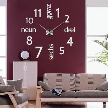 2018 nové Quartz hodiny módne hodinky 3d veľké nástenné hodiny ponáhľal zrkadlo nálepky diy moderný dizajn interiéru ešte život