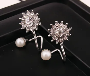 2018 nové Sladké drahokamu simulované pearl snowflake ucho bunda náušnice pre ženy módne náušnice bijoux šperky veľkoobchod