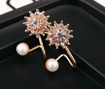 2018 nové Sladké drahokamu simulované pearl snowflake ucho bunda náušnice pre ženy módne náušnice bijoux šperky veľkoobchod