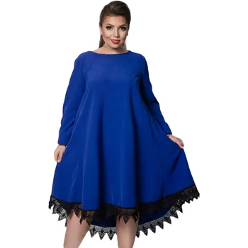2018 Nové Značky Ženy Šaty 6XL Plus Veľkosť Žena Vestidos Patchwork Bežné Sexy Jeseň na spoločenské Maxi Čipky Šaty Plné Sleeeve