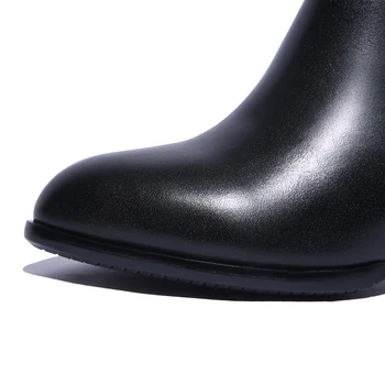 2018 Nové štýlové členkové topánky hovädzie kože hrubé podpätky poukázal Martin topánky sexy dámske topánky veľkosti 34-42