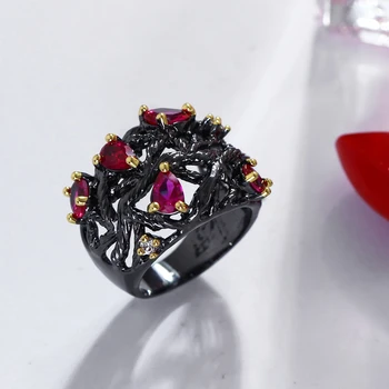 2018 Nové ženy Móda čierny krúžok dropshipping anel feminino aneis Slza Červená Šperky Jewelries bagues femme Krúžky