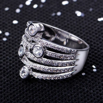 2018 nový dizajn prst prstene, šperky bague anel feminino biele zlato nastavenie AAA Cubic Zirconia krúžky vysoký stupeň šperky krúžok