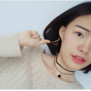 2018 nový kórejský módne náušnice jednoduché lopta dvojitý veľkosť trojuholníka náušnice dámske šperky veľkoobchod mieste