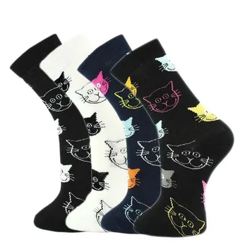 2018 nový príliv ponožky osobné mačka lacné komické smajlík bavlna bežné trubice ponožky roztomilý jednoduché módy ponožky doprava zadarmo