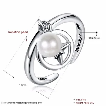 2018 nový štýl šperky štandardné S925 mincový striebro krúžok white pearl krúžok retro štýl, veľkosť, nastaviteľné otvoriť krúžok žien šperky