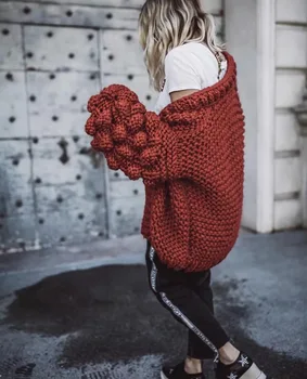 2018 oblečenie pre ženy hot predaj svetre bavlna ručne pletené vesty sladké farba svietidla rukáv české zimné hrubé svetre