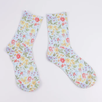 2018 Ponáhľal Calcetines Mujer Vianočné Ponožky obojstrannej Tlače Plný Bavlny na Jeseň A V Zime Trubice Ponožky samičích Kvetov