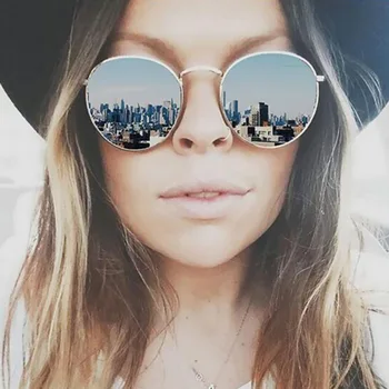 2018 Retro Okrúhle slnečné Okuliare Ženy Značky Dizajnér Slnečné Okuliare Pre Ženy Zliatiny Zrkadlo slnečné Okuliare žena Oculos de sol