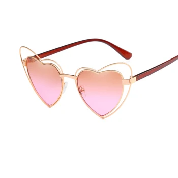 2018 Srdce, slnečné okuliare Ženy Móda Cat Eye Slnečné okuliare Žena Kovová Retro Okuliare, Ružové a Modré Okuliare Oculos De Sol Feminino