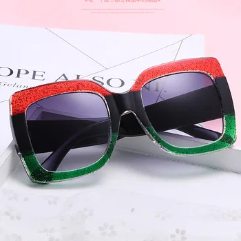 2018 Taliansko, Luxusné Značky Námestie slnečné Okuliare Ženy Značky Dizajnér Retro Zrkadlo Slnečné Okuliare Pre Ženy Čierna Zelená Červená oculos UV400