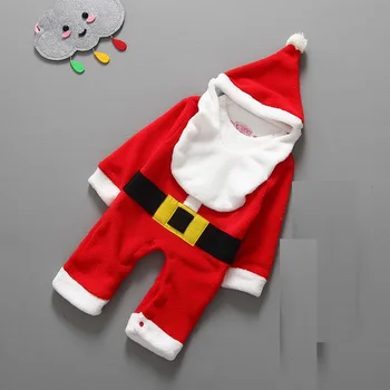 2018 Vianočné Dieťa Darček Oblečenie Romper Klobúk Bib Sady Cute Santa Bebe Jeden Kus Oblečenia Fleece Cap Chlapcov, Oblečenie detské oblečenie