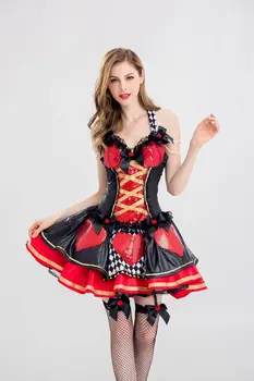 2018 vysoko kvalitné sexy Kráľovná Sŕdc kostým deluxe cosplay kostým s korunu a spodnička Helloween Party maškarný