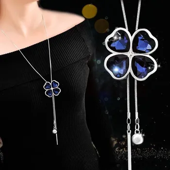 2018 Zhefanku Nové Predaj ďatelinu Náhrdelník factory priamej cenovej Módne Šperky Kvety s dlhým reťazcom náhrdelník pre priateľky a manželky