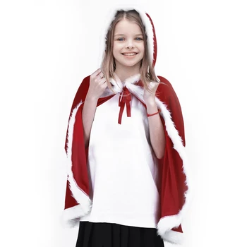 2018 zimné jarné módne Deti, Dievčatá Velvet Vianočné Miss Santa Dlhý Plášť s Kapucňou Cape Strany Dovolenku Kostým SZ 3-14Y peleríny