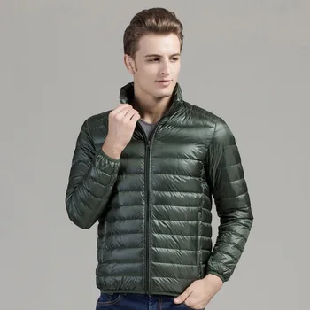 2018 Zimné Jeseň Duck down jacket mens slim fit dlhý rukáv kabáty bundy 90% Dole Obsah tenký ultra ľahká páperová bunda