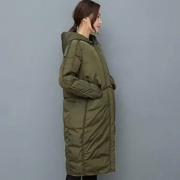 2018 zimné nové módne značky s kapucňou, šitie teplé 90% kačica nadol bunda žena dlhšie hrubé dole pierko výplň kabát wj1166