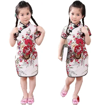 2018 Čínsky Nový Rok Baby Girl Qipao Šaty, Oblečenie, Módne Dievčatá Cheongsam Deti Oblečenie Oblečenie Kvetinový Chi-Pao Oblečenie Top