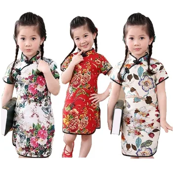 2018 Čínsky Nový Rok Baby Girl Qipao Šaty, Oblečenie, Módne Dievčatá Cheongsam Deti Oblečenie Oblečenie Kvetinový Chi-Pao Oblečenie Top