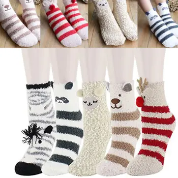 2018 Ženy, Dievčatá Posteľ Hodí Ponožky Kawaii Roztomilý Dámy Mäkké Teplé Načechraný Posteľ Ponožky Animal Teplé Ponožky Hoemwear