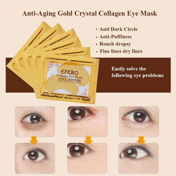 20pcs=10packs EFERO Zlatý Krištáľ Kolagénová Očná Maska Oko Záplaty pre Očná Starostlivosť Proti Vráskam Anti Dark Circle Maska Starostlivosť o Tvár