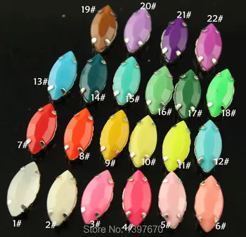 20pcs 7x15mm navette Candy farby akrylové šiť na kamene s striebro pazúr nastavenie Šperky Zistenia Odevu, Doplnok