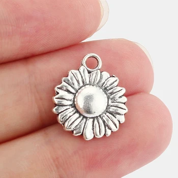 20pcs Antique Silver Slnečnice DIY Charms Prívesky, Náramok, Náhrdelník Šperky Robiť