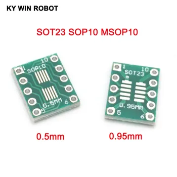 20pcs SOT23 SOP10 MSOP10 Umax SOP23 na DIP10 Pinboard SMD SIAHNUŤ Adaptér Plechu 0,5 mm/0.95 mm 2.54 mm DIP Pin PCB Dosky Previesť