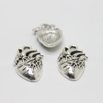20pcs-- srdca kúzlo 22*15 mm Antique silver Anatomické Srdce Kúzlo Prívesky pre šperky robiť