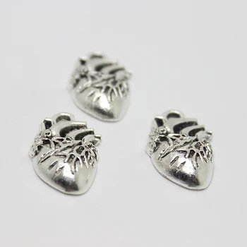 20pcs-- srdca kúzlo 22*15 mm Antique silver Anatomické Srdce Kúzlo Prívesky pre šperky robiť