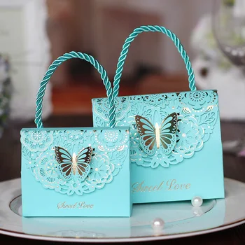 20pcs/veľa Farebné Sladká Láska, Svetlo Modrá 3D Butterfly Svadobné Odovzdanie Candy Box Krásne Strany Vytlačené Kvet Candy Darčekovej krabičke