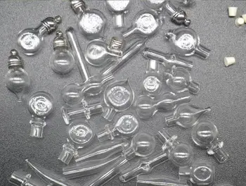 20pcs zmiešané tvar sklenenej Fľaštičke Prívesok 5 mm kovový uzáver s gumené konektor mini sklenené fľaše kúzlo ryže na meno umenie parfum náhrdelník