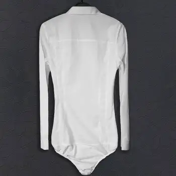 #2101 Telo ženy Leta 2017 Telo tričko, Biela blúzka ženy Dlhý rukáv Telo feminino Dámske blúzky módne biele tričko Kombinézu