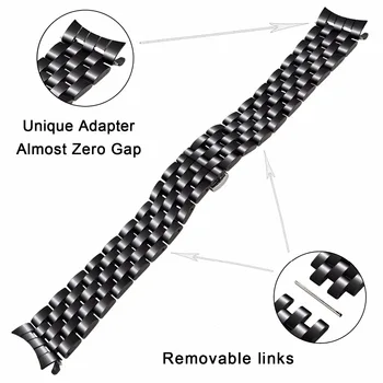 22 mm Zakrivené Konci Nehrdzavejúcej Ocele Watchband pre Samsung Výstroj S3 Klasické Hranici R760 R770 Sledovať Kapela Zápästie Kovový Remienok Náramok