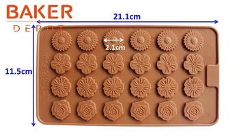 24 Mreže Kvet Silikónové Cookie Formy Čokoláda Plesne Biscuit Formy SICM-215-16